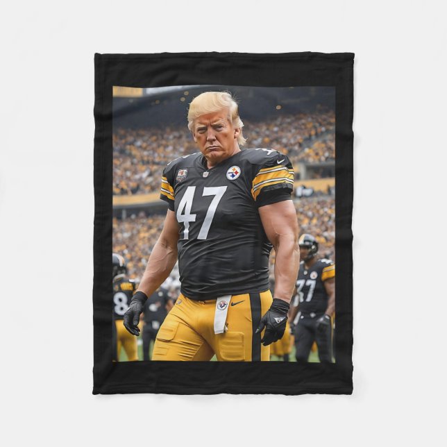 Trump 47 Fittsburgh Footbyll Player Funny  Fleece Blanket (Front)