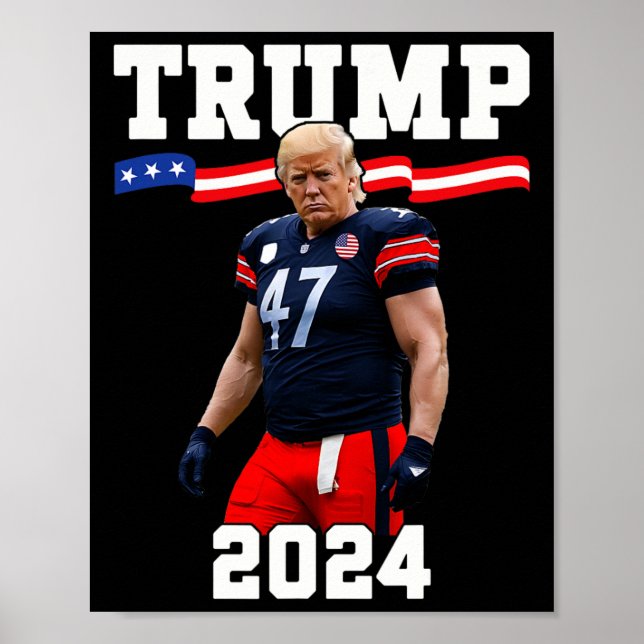 Trump 47 Football Jersey 2024 Us Flag Trump Vance  Poster (Front)