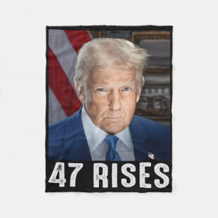 Trump 47 Rises Inauguration Photo Of Donald Trump Fleece Blanket