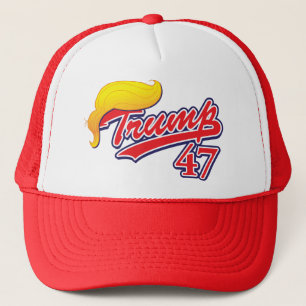 Trump-47-with-Hair Trucker Hat