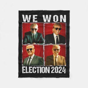 Trump 47th Won We Won Election Inauguration 2024 R Fleece Blanket