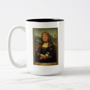 Trump-a-Lisa Classic Art Parody   Political Cartoo Two-Tone Coffee Mug