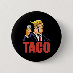 Trump Always Chickens Out Funny Taco Joke Retro St 6 Cm Round Badge