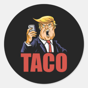 Trump Always Chickens Out Funny Taco Joke Retro St Classic Round Sticker