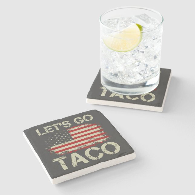 Trump Always Chickens Out Let's Go Taco Stone Coaster (Side)