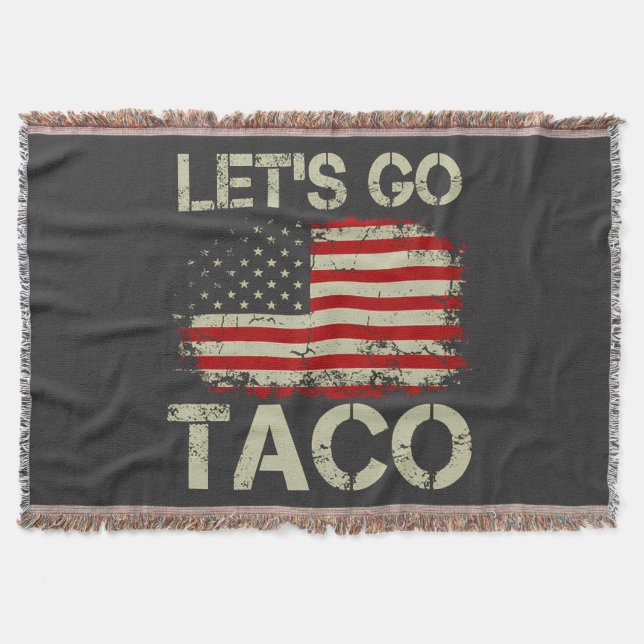 Trump Always Chickens Out Let's Go Taco Throw Blanket (Front)