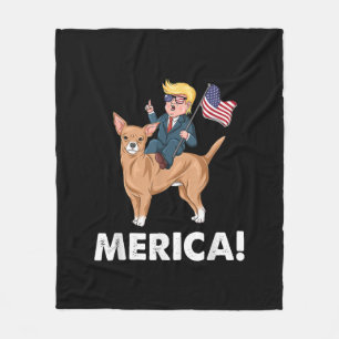 Trump America Chihuahua Dog American Hero Fleece Blanket