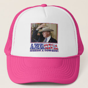 TRUMP-AMERICA-COWBOY TRUCKER HAT