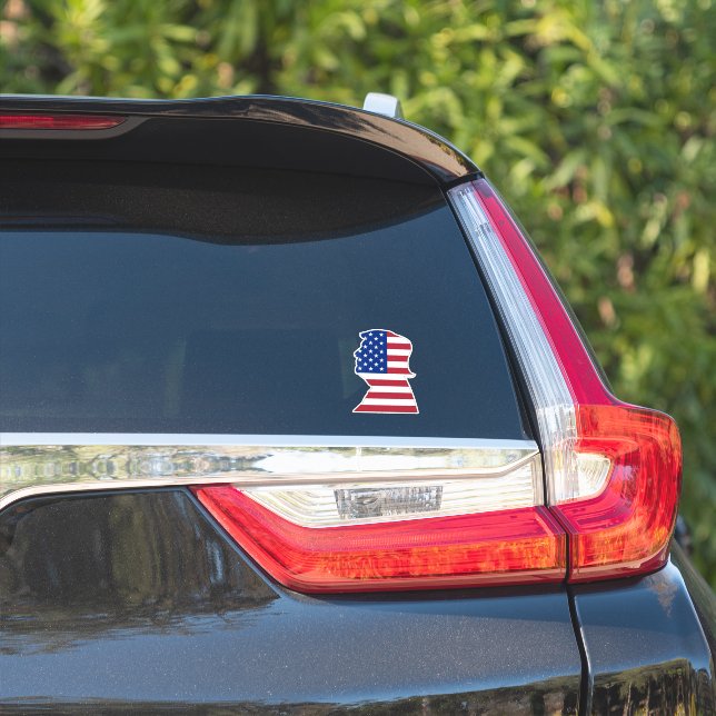 Trump American Flag Silhouette Bumper Sticker FJB  (Car Side)