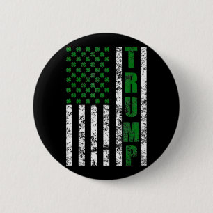 Trump American Flag Vintage St Patricks Day Shamro 6 Cm Round Badge