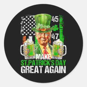 Trump American Shamrock Make St Patricks Day Classic Round Sticker