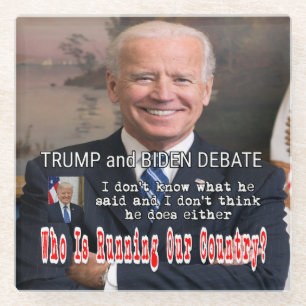 Trump and Biden Debate Glass Coaster