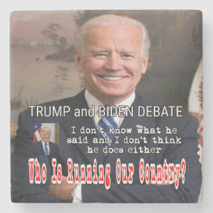 Trump and Biden Debate Stone Coaster