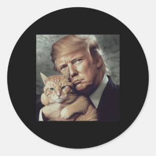 Trump And Cat - Funny Trump Cat Meme  Classic Round Sticker