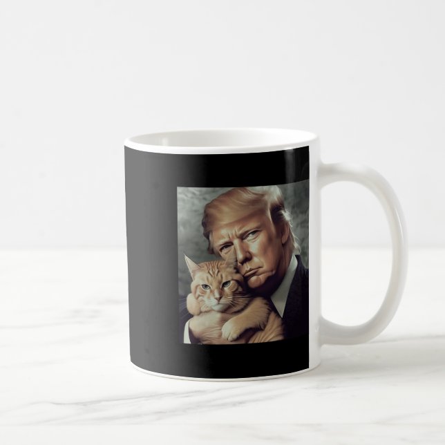 Trump And Cat - Funny Trump Cat Meme  Coffee Mug (Right)