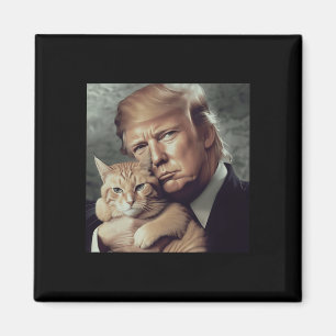 Trump And Cat - Funny Trump Cat Meme Magnet