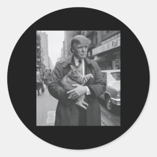 Trump And Cat In Newyork  Classic Round Sticker