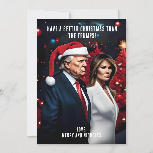 Trump and Melania Bad Christmas Holiday Card (Front)
