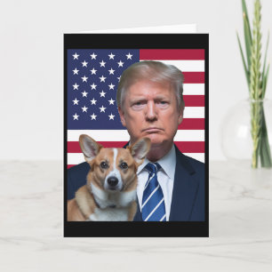 Trump And Pembroke Welsh Corgi Dog Usa Flag Electi Card