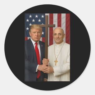 Trump And Pope Shirt - Pope Leo Xiv God Bless Amer Classic Round Sticker