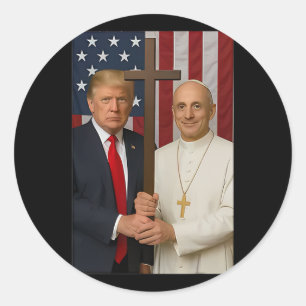 Trump And Pope Shirt - Pope Leo Xiv God Bless Amer Classic Round Sticker