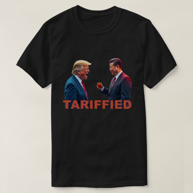 trump and Xi Jinping tarrified T-Shirt (Design Front)