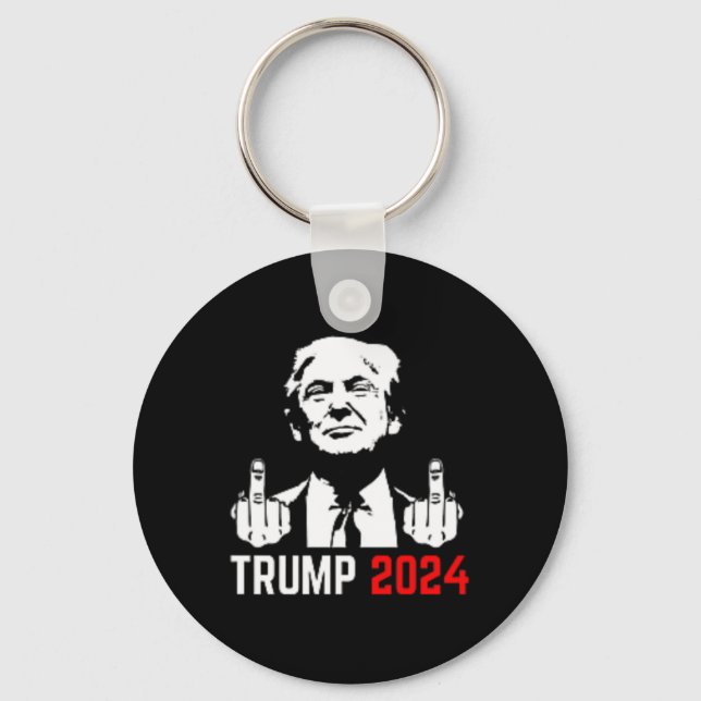 Trump Arrest This Fingers 2024 America Usa Flagfun Key Ring (Front)