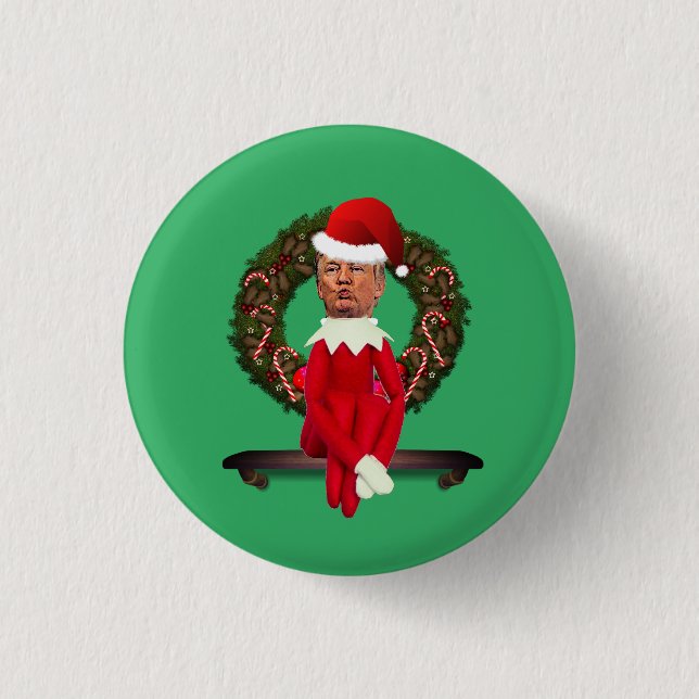Trump as a Christmas Elf Ugly  3 Cm Round Badge (Front)