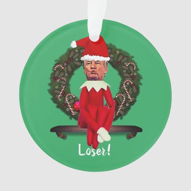 Trump as a Christmas Elf Ugly   Ornament (Front)