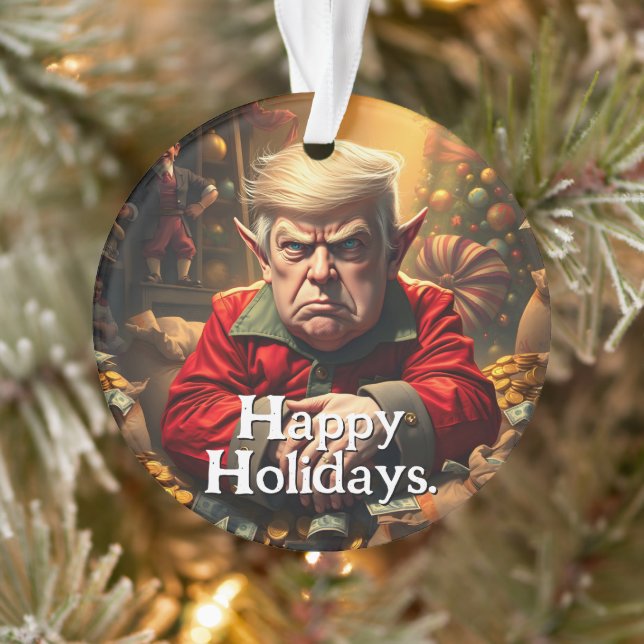 Trump As an Angry Christmas Elf Ornament (Tree)