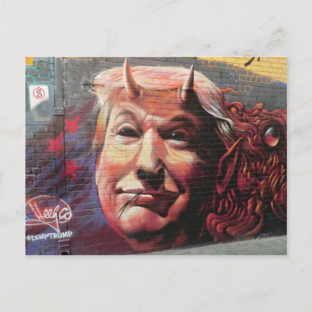 Trump as Fork-Tongued Devil Graffiti Wall Art Postcard (Front)