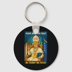 Trump As Vatican Church Pope - Pope Trump Meme  Key Ring