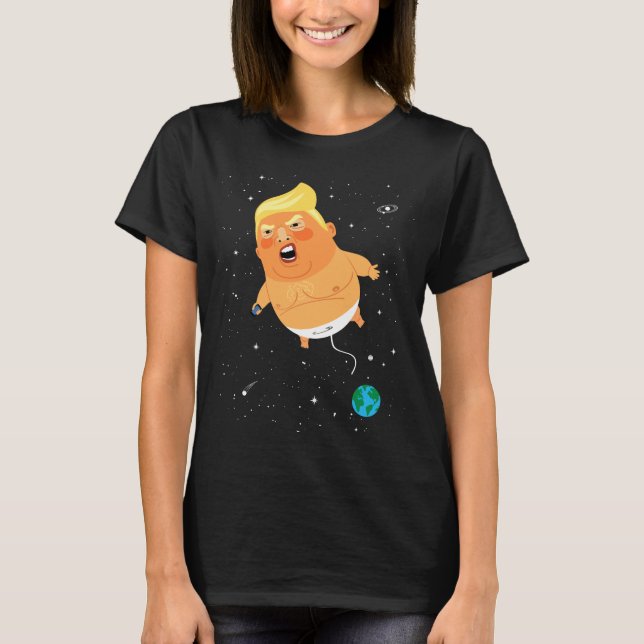 Trump Baby Space Blimp Funny T-Shirt (Front)