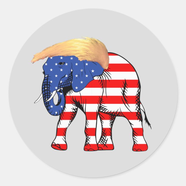 Trump Bad Hair Elephant President ZSSG Classic Round Sticker (Front)