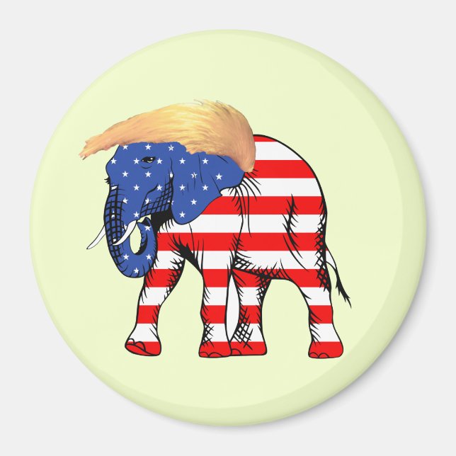 Trump Bad Hair Elephant Round Magnet, ZSSG Magnet (Front)