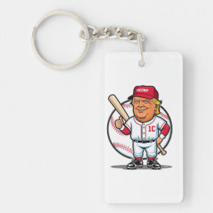 Trump Baseball Caricature Key Ring