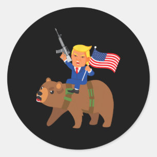 Trump Bear Gun Merica Election Donald Republican G Classic Round Sticker