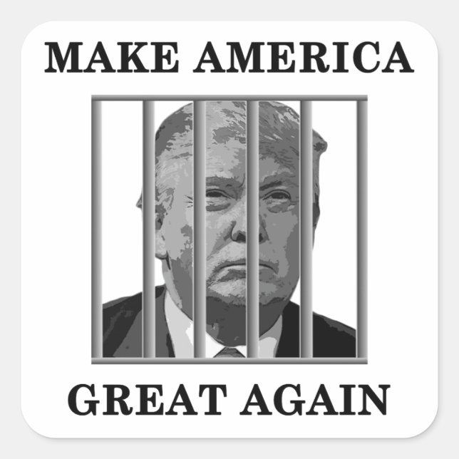 Trump Behind Bars Square Sticker (Front)