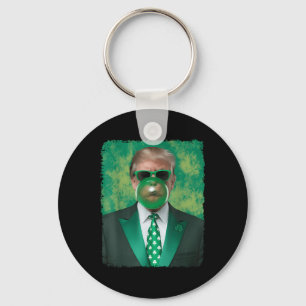 Trump Blowing Bubble Gum Funny St Patricks Day Key Ring