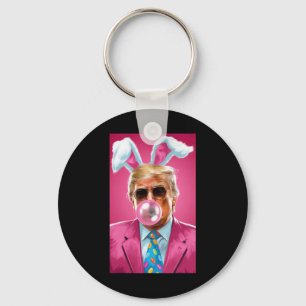 Trump Blowing Bubble Gum Political Republican East Key Ring