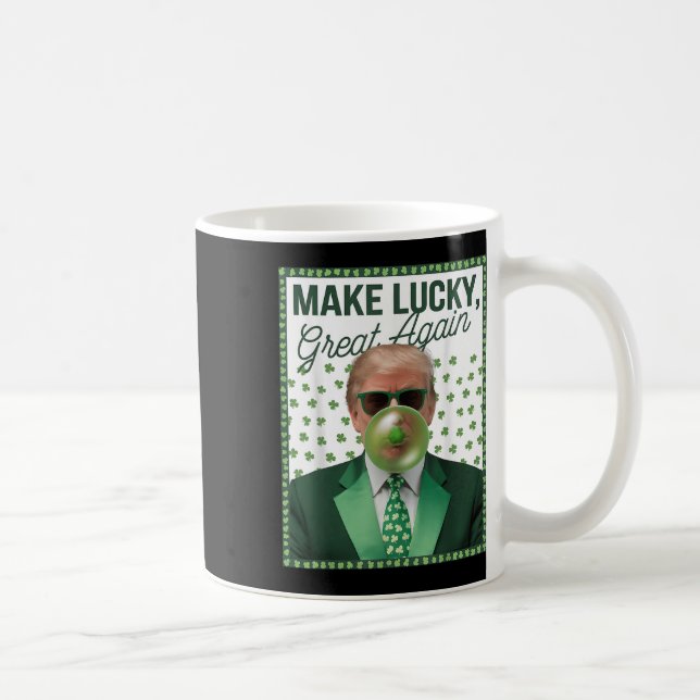 Trump Blowing Bubble Gum St. Patricks Day Funny Coffee Mug (Right)