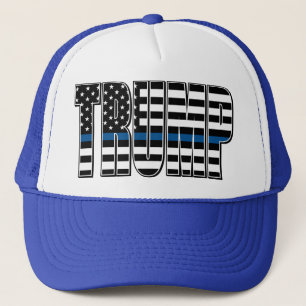 Trump-Blue-Line Police Flag Trucker Hat
