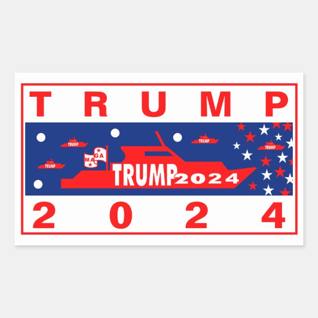 TRUMP BOATERS 2024  RECTANGULAR STICKER (Front)