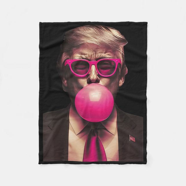 Trump Bubble Gum Funny  Fleece Blanket (Front)