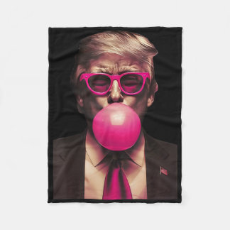 Trump Bubble Gum Funny  Fleece Blanket