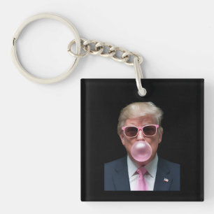 Trump Bubble Gum Pink Funny USA President Key Ring