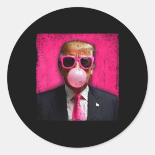 Trump Bubble Gum Pink Sungles Funny _1 Classic Round Sticker