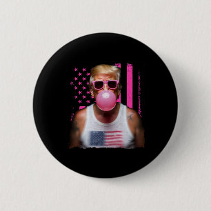 Trump Bubble Gum Pink Sungles Usa Flag Funny 1 6 Cm Round Badge