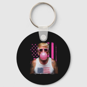 Trump Bubble Gum Pink Sungles Usa Flag Funny 1  Key Ring