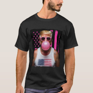 Trump Bubble Gum Pink Sungles Usa Flag Funny _1 T-Shirt